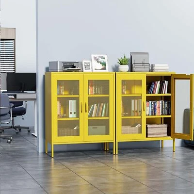 Elegro 40”H Metal Storage Cabinet with 2-Shelves ＆ 2-Mesh Doors for Home,Office - Image 1 of 2