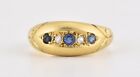 Antique George V 18ct Gold Sapphire & Diamond Boat Gypsy Ring, Chester 1918