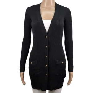 Banana Republic Cardigan 100% Merino Wool V-Neck Longline Button Womens Sz Small - Picture 1 of 8