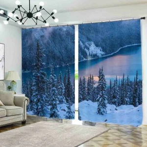 Great Tasong Snow Forest 3D Blockout Photo Print Curtain Fabric Curtains Window - Imagen 1 de 10