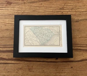 1888 Antique Framed Original South Carolina Map Tiny South Carolina Map - Picture 1 of 2