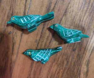 3er Set Malachit Vogelschnitzereien 2 Zoll - Bild 1 von 7