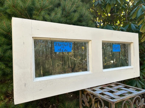 33 x 13 Vintage Window Sash Door Top old 2 Pane  Frame 1940s Cover