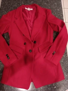 Rezrekshn By Esther Chen Red Wool Military Style Blazer Jacket Sz Small - Picture 1 of 6