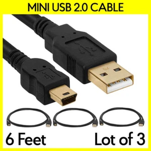 3 Stück 6 Fuß Mini USB auf USB Kabel High-Speed USB 2.0 Daten Sync Ladekabel PSP - Bild 1 von 3