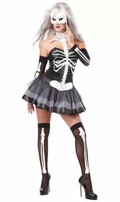 Adulto Esqueleto Mascarada Vestido Disfraz Halloween Talla Pequeña Foto 1 de 2