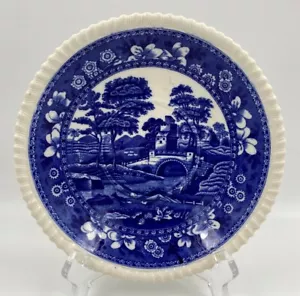 Platillo (s) azul de gran tamaño azul Copeland Spode's Tower Gadroon Inglaterra - Imagen 1 de 3