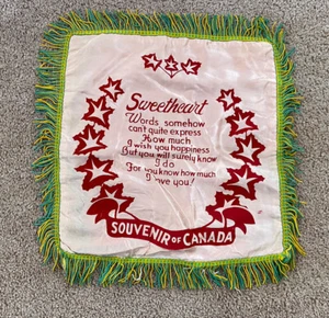 Vintage Kanada Souvenir Satin Kissenhülle Bezug Herzausschnitt - Bild 1 von 2