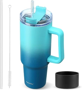 40 Oz Tumbler with Handle | Stainless Steel Insulated Travel Mug Iced Coffee Cup - Picture 1 of 12