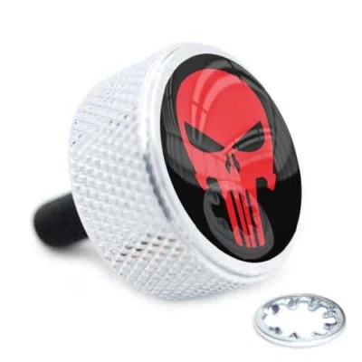 Chrome - Billet Aluminum LG Knurled Seat Bolt for 96-16 Harley Punish Skull RD - Image 1 of 4