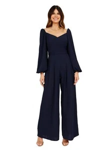 NWT Rene Ruiz Long Sleeve Jumpsuit Navy Size 4 - Picture 1 of 2