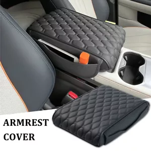 PU Leather Universal Car Armrest Cover Center Console Box Arm Rest Pad Protector - Foto 1 di 15
