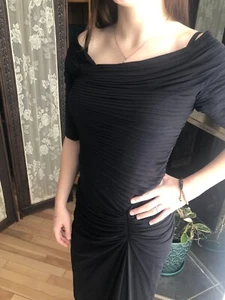 Tadashi Shoji Cocktailkleid Bandage Mesh Rüschen Gr. S schwarz asymmetrischer Ausschnitt - Bild 1 von 10