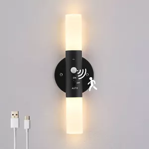 LED Wandleuchte Außen/Innen Mit Bewegungsmelder Akku Wandlampe Flur Treppenhaus - Bild 1 von 7