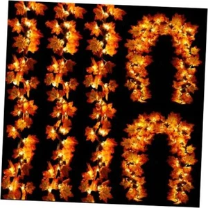 5 Pack Maples Leafed Fall Garland Lights, Fall Decor 50 Ft/100 LED Enlarged  - Picture 1 of 7
