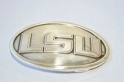 New Enmon LSU Tigers Brushed Belt Buckle Silver Louisiana State NCAA  - Image 1 of 2
