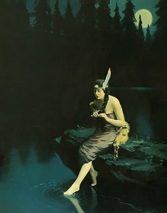 Indian Maidenm Lake Full Moon by R A Fox - Picture 1 of 1
