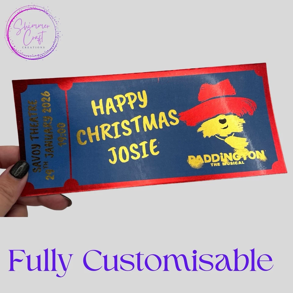 SHIMMER CRAFT CREATIONS Personalised- Souvenir - Paddington The Musical - Theatre Gift Ticket