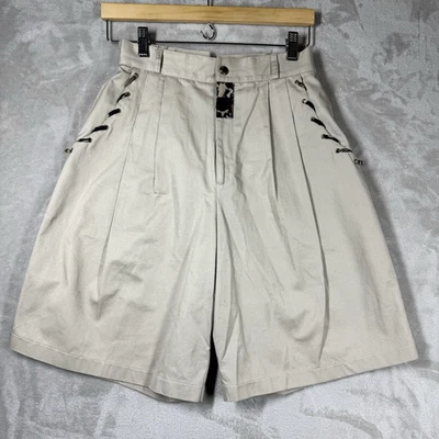 De Colección Safari Caqui Culotte Pantalones Cortos Mujeres Pequeño Tostado Plisado Tiro Alto Colombia Foto 1 de 4