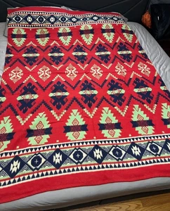 Vintage Leuchtfeuer Camp Decke Wigwam Muster Design wendbar - Bild 1 von 7