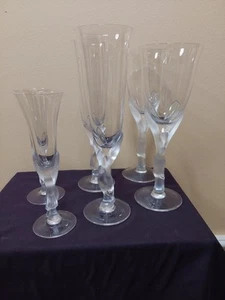 Igor Carl Faberge - Kissing Dove - 2 Water Goblets, 2 Champagne and 2 Cordials - Picture 1 of 21