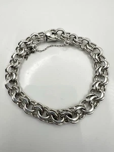 Vintage Sterlingsilber Doppel Gliederkette Bettelarmband 8 Zoll - Bild 1 von 6