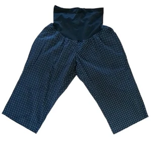 Motherhood Maternity Navy And White Polka Dot Capri Pants With Full Belly Panel - Picture 1 of 3