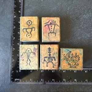 5 Misc. RSP Honolulu Hawaii Coral Wood Mounted Rubber Stamps - Picture 1 of 3
