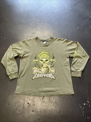 Camisa De Colección Y2K 00s Top Verde Pesado Manga Larga Picadoras Calavera Motocicleta Juvenil M Foto 1 de 4