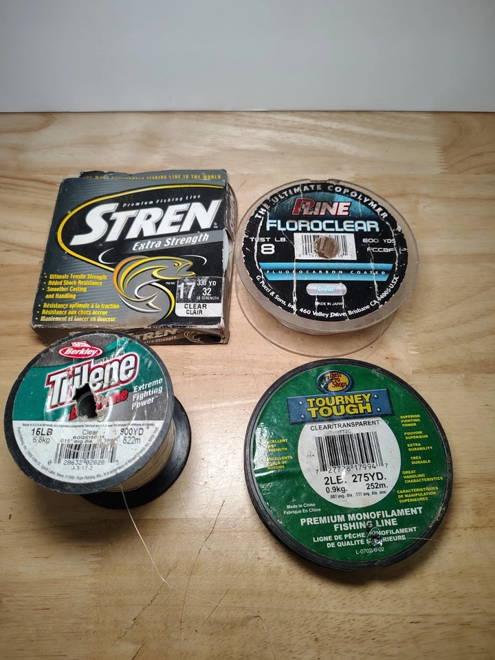 Lote de 4 carretes línea de pesca de monafilamento parcial 2-17 lb, 17 lb 15 lb 8 lb 2 lb Foto 1 de 4