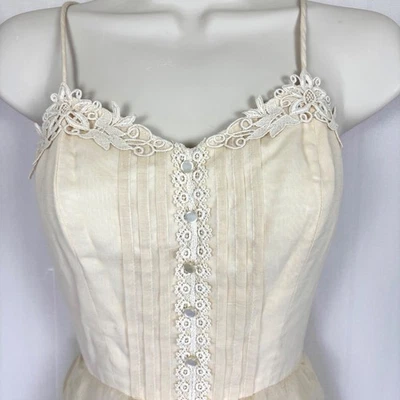 Vintage Candi Jones California Boho Prairie Dress Crochet Lace Trim Maxi Dress - Image 1 of 4