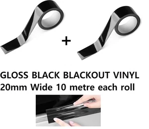 2 x Glanz Schwarz Wrap Verdunkelungsband Auto DE Chrom Grill Zierleiste Streifen Band 20mm - Bild 1 von 12