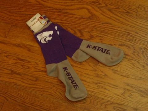 Kansas State Wildcats New Purple & Gray NCAA Licensed Crew Socks Mens 6 - 11 Cover