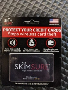 SkimSure Proteggi Carte di Credito Blocco RFID Carta per Qualsiasi Supporto o Portafoglio - Foto 1 di 2
