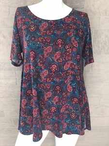 Lularoe Perfect T Shirt XS Teal Multicolored Floral Paisley - Picture 1 of 4