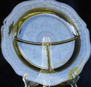 4 Federal Glass Patrician Amber Grill Plates 11" - Picture 1 of 4