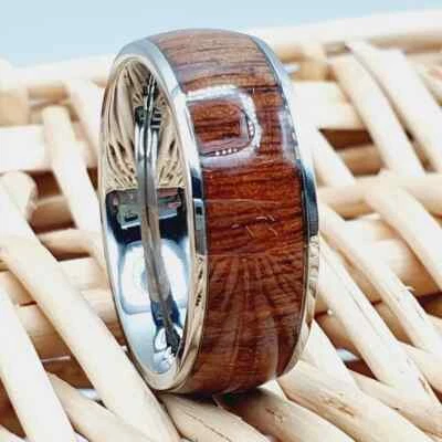 Wooden Ring Rosewood Titanium Ring Men Women Wedding Band Titanium Wedding Band - Image 1 of 4