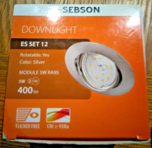 Sebson Rotatable Silver Downlight ES SET 12 - 5W - Flicker Free LED Module IP20 - Picture 1 of 2