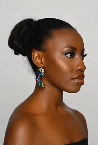 Rhinestones Crystal Teardrop Statement Stud Earrings - Picture 1 of 19