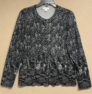 Charter Club Womens Button-up Cardigan Sweater Size XL Black Snake Skin Print - Picture 1 of 11