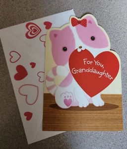 Tender Thoughts Valentine's Day Greeting Card for Grand Daughter Cat Kitten - Picture 1 of 3