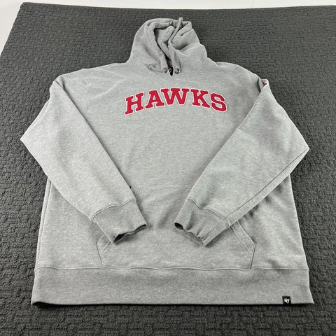 Atlanta Hawks Hoodie Mens 2XL Gray 47 Brand Pullover Sweatshirt Embroidered NBA Cover