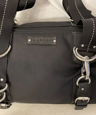 Ralph Lauren Satchel Duffle Bag Black. Great Condition. Zipper Top. - Image 1 of 4