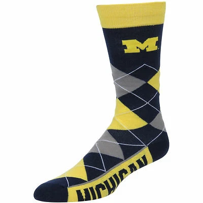 Michigan Wolverines Argyle Socks Crew Length One Size Fits Most NEW! Cover