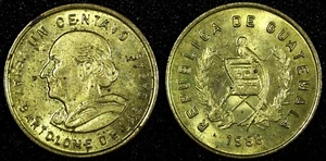 Guatemala Bartolome de las Casas Brass 1988 1 Centavo UNC KM# 275.3  (24 623) - Picture 1 of 3
