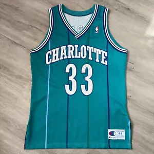 Authentic ALONZO MOURNING Charlotte Hornets Champion Jersey 44 Large Vintage - Picture 1 of 10
