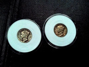 Mercury Dime Lot 1941 D 1942 D Mercury Dime Collection 2pc Lot - Picture 1 of 8