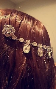 Handmade silver and rhinestone bridal headpiece / fascinator - Picture 1 of 2