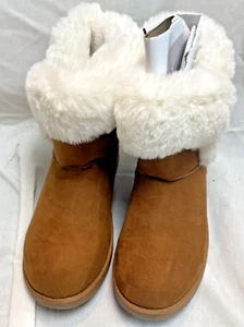 Juicy Couture King NEW Winter Boots Women's 9 Brown Suede Faux Fur Slip On - Picture 1 of 8
