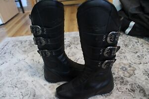 Nice! Speed & Strength Motorcycle Boots Black w/ Buckles & Design Women's Size 6
